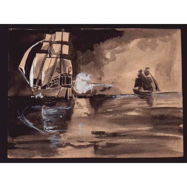 Biri ıslak imzalı üç adet Şahap Ayhan çizimi, 22x15 cm...