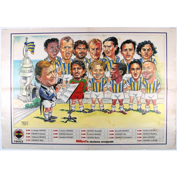 Mesut Yavuz çizimi karikatür Fenerbahçe poster, 60x43 cm