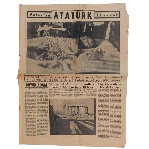 Mustafa Kemal Atatürk´ün naaşının Anıtkabir´e naklini konu alan ZAFER gazetesinin Atatürk ilâvesi, 8 sayfa, 43x58 cm...