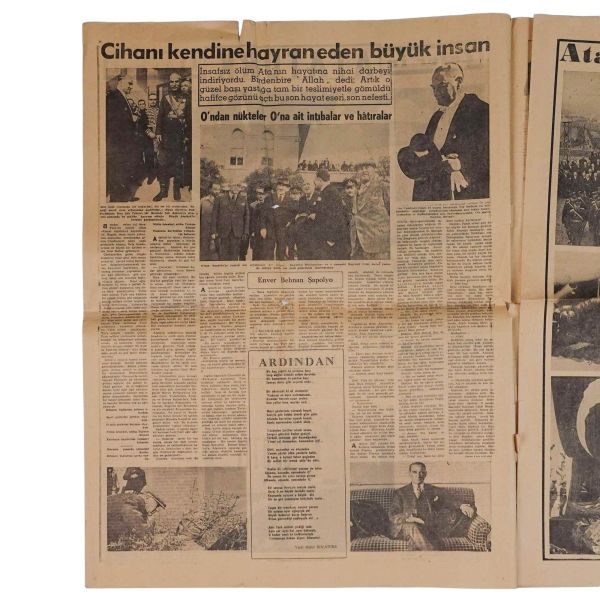 Mustafa Kemal Atatürk´ün naaşının Anıtkabir´e naklini konu alan ZAFER gazetesinin Atatürk ilâvesi, 8 sayfa, 43x58 cm...