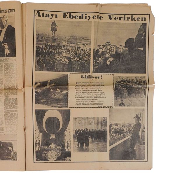 Mustafa Kemal Atatürk´ün naaşının Anıtkabir´e naklini konu alan ZAFER gazetesinin Atatürk ilâvesi, 8 sayfa, 43x58 cm...