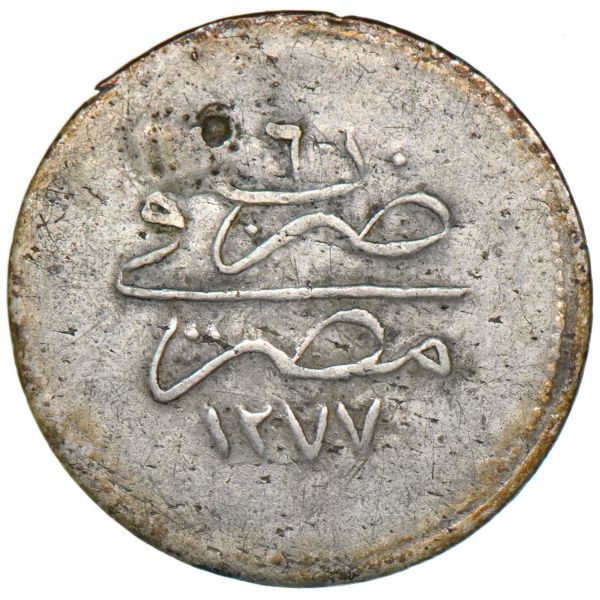 Abdülaziz 1 kuruş 1277/6 Mısır gümüş