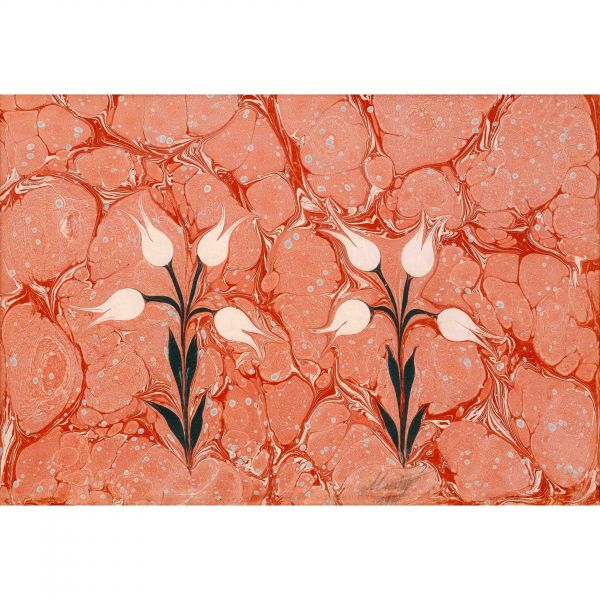 Mustafa Düzgünman imzalı çift lale ebrusu, ebru ölçü: 48x33 cm, 57x42 cm...