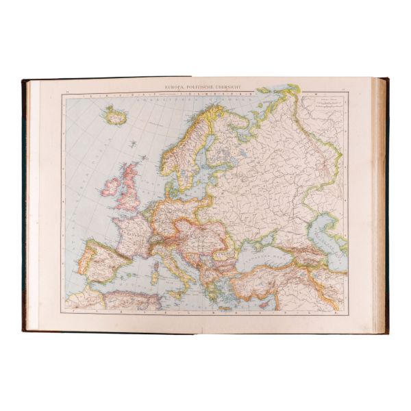 Allgemeiner HANDATLAS in hundertzwanzig Kartenseiten und zwei Erganzungskarten, Richard Andrees, 1887, Verlag von Velhagen & Klasing, Bielefeld und Leipzig, 122+112 sayfa, 30x43 cm...