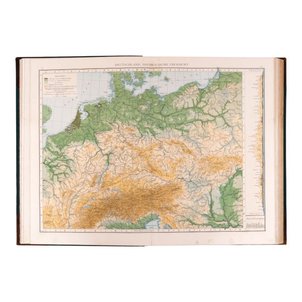 Allgemeiner HANDATLAS in hundertzwanzig Kartenseiten und zwei Erganzungskarten, Richard Andrees, 1887, Verlag von Velhagen & Klasing, Bielefeld und Leipzig, 122+112 sayfa, 30x43 cm...