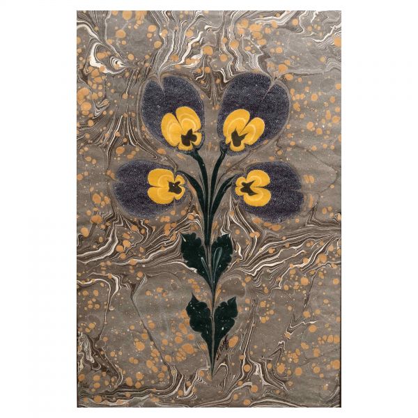 Mustafa Düzgünman imzalı üç adet çiçek ebrusu, ebru ölçüleri, 19x30 cm, 19x33, 18x31 cm...