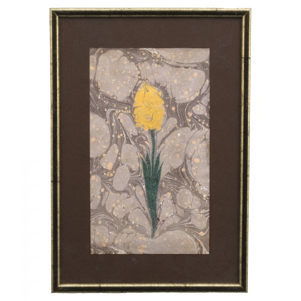 Mustafa Düzgünman imzalı üç adet çiçek ebrusu, ebru ölçüleri, 19x30 cm, 19x33, 18x31 cm...