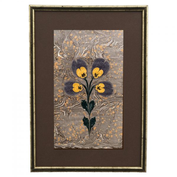 Mustafa Düzgünman imzalı üç adet çiçek ebrusu, ebru ölçüleri, 19x30 cm, 19x33, 18x31 cm...