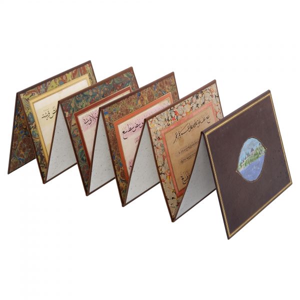 Sülüs-nesih meşk murakkası, 8 sayfa, 23x30x186 cm...