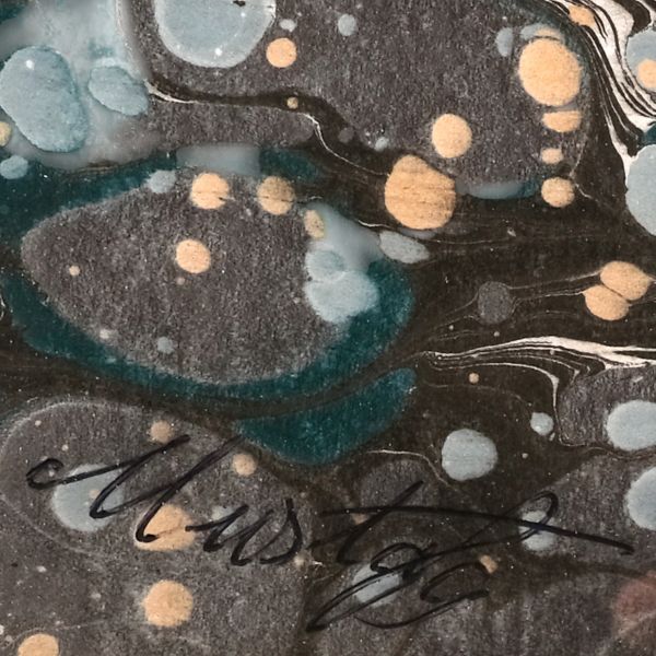 Mustafa Düzgünman imzalı battal ebru, ebru ölçü: 32x48 cm, çerçeve içi paspartu: 42x58 cm...