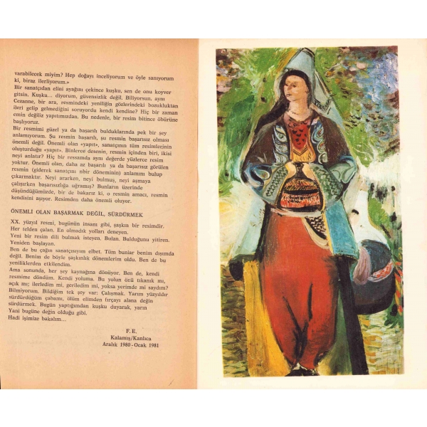 Eren Eyüboğlu, Ada Yayınları, Eren Eyüboğlu'ndan Feriha Öztürkmen'e imzalı ve ithaflı, 1981