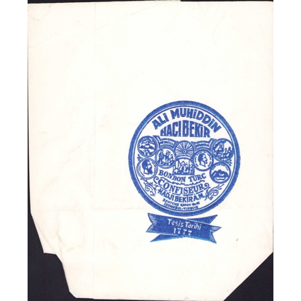 Ali Muhiddin Hacı Bekir Müesseseleri, İstanbul 1958, kağıt poşeti ile birliktedir. 15 sayfa, 13x19 cm