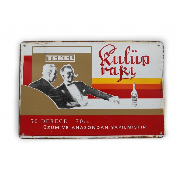 Tekel, Kulüp Rakı, yeni üretim emaye tabela, 30x20 cm