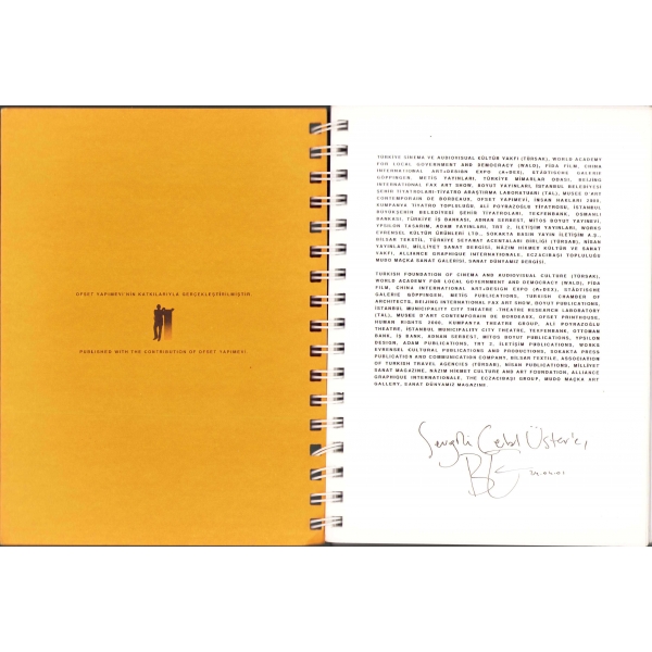 Works From 99/00 Çalışmaları, Bülent Erkmen'den ithaflı ve imzalı, İstanbul 2001, 15x20 cm