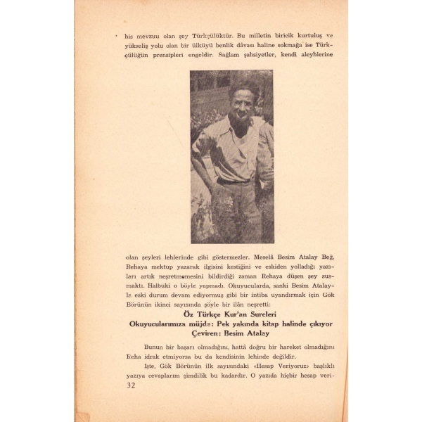 Hesap Böyle Verilir [Reha Oğuz Türkkan'a Reddiyeler], Nihal Atsız ve Hamza Sadi Özbek, 1943, Arkadaş Basımevi, 48 sayfa, 14x20 sayfa