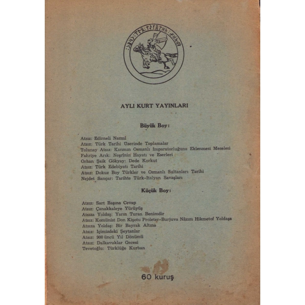 Hesap Böyle Verilir [Reha Oğuz Türkkan'a Reddiyeler], Nihal Atsız ve Hamza Sadi Özbek, 1943, Arkadaş Basımevi, 48 sayfa, 14x20 sayfa