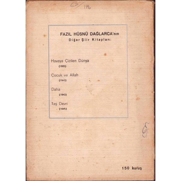 Çakırın Destanı, Fazıl Hüsnü Dağlarca, İlk Baskı, 1945, Marmara Kitabevi, 128 sayfa