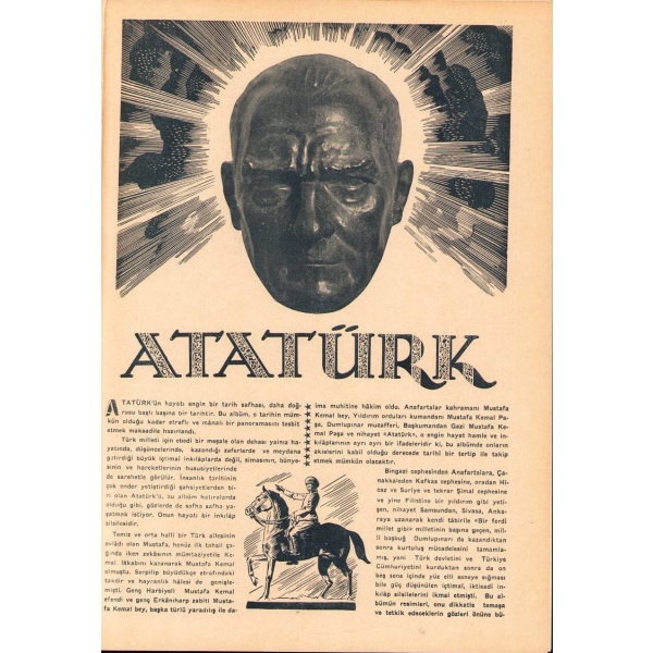 Yedigün Neşriyat Mustafa Kemal Atatürk Albümü, bazı sayfaları su almış, 24x32 cm
