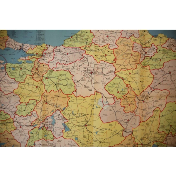 Türkiye Mülki İdare Haritası, İçişleri Bakanlığı İller İdaresi Gen. Müd., 1960, 66x154 cm