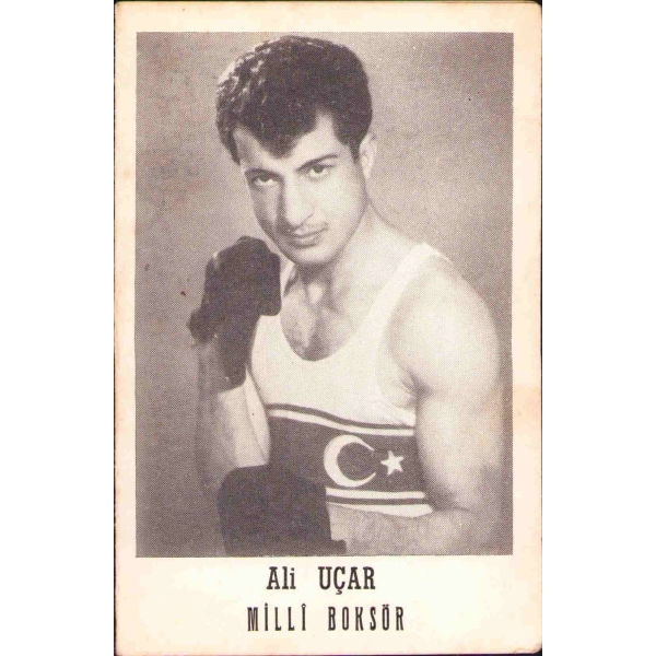 Millî Boksör Ali Uçar'ın boks jübilesine ait davetiye ve mektubu, 9x14 cm, yorgun haliyle