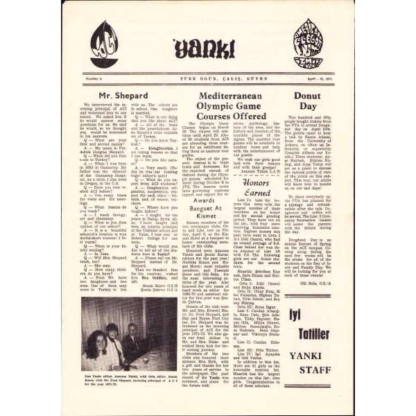 Türkçe-İngilizce Yankı gazetesinin 1970-71 tarihli 4 sayısı, 25x34 cm ve 29x40 cm